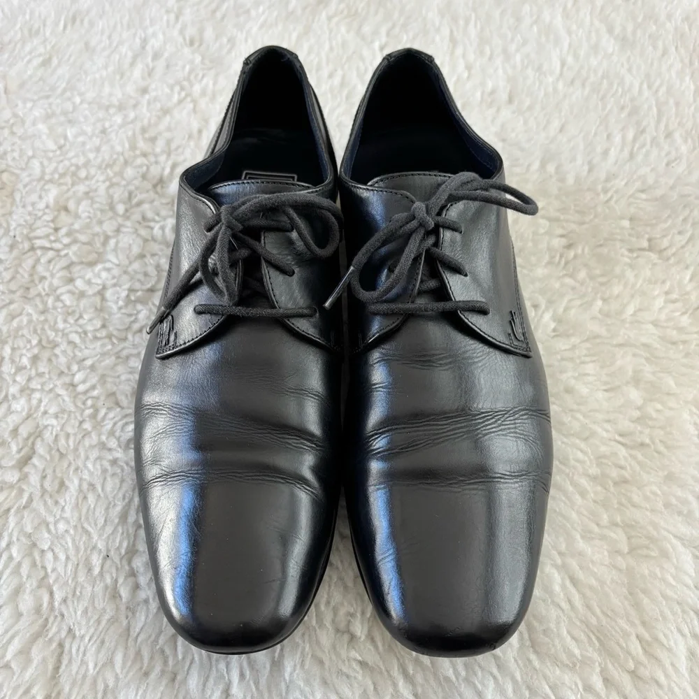 Lacoste Henri CLM Black Leather Derby Lace-Up Shoes size 11